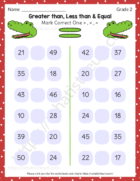 than less than or equal worksheets for grade 2-exercise 18 - Your Home Teacher