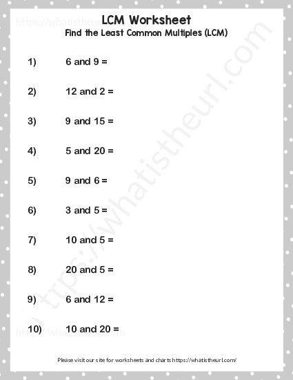 least common multiple lcm worksheet exercise 3 your home teacher