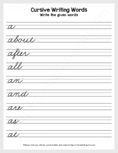 Sight Words Cursive Writing Practice-page-1-of-11-th - Your Home Teacher