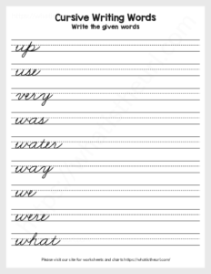 Sight Words Cursive Writing Practice - Your Home Teacher