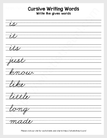 Sight Words Cursive Writing Practice-page-5-of-11-th - Your Home Teacher