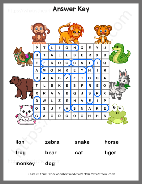 Animals Word Search Puzzle - Your Home Teacher