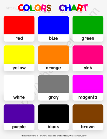 color chart with names for kids