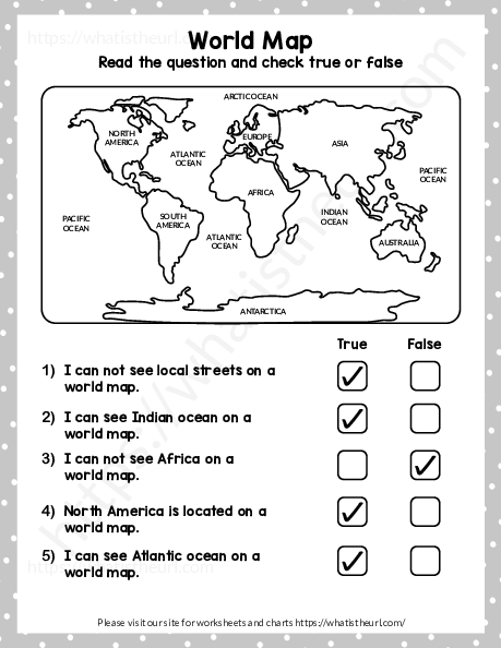 World Map Worksheet for Grade 3