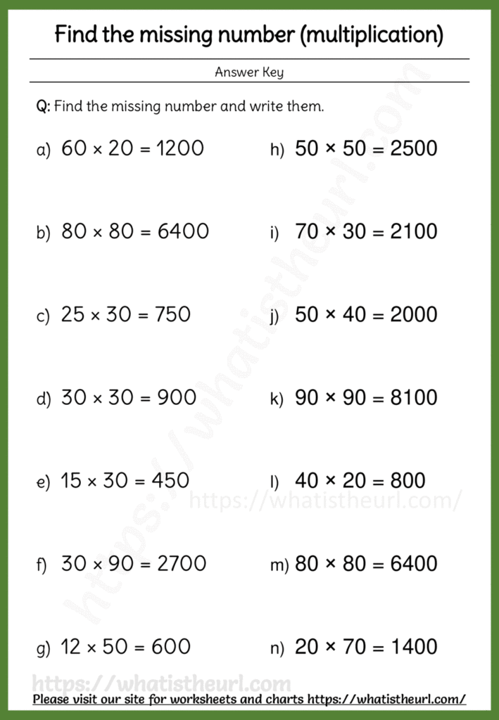 Find the missing number in the multiplication - Set 2
