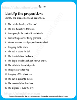 Identify the prepositions and circle them