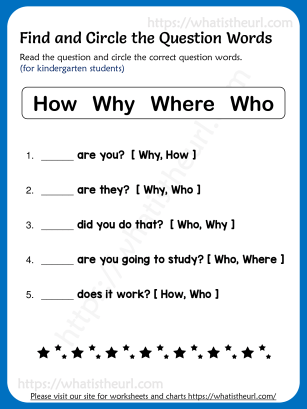 Question Words for Kindergarten