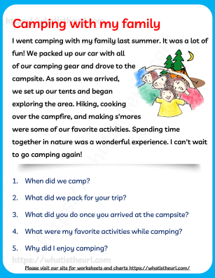 Camping with my Family - Reading Comprehension
