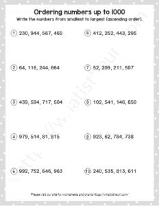 Ordering numbers up to 1000 - Exercise 5 - Your Home Teacher