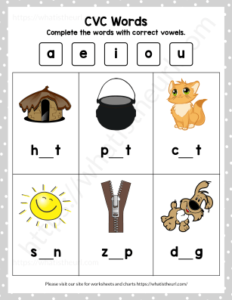 CVC Worksheets for KG to Grade 3 - Your Home Teacher