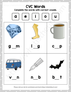 CVC Worksheets for KG to Grade 3 - Your Home Teacher
