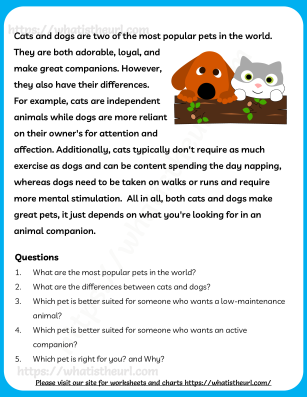 Dogs and Cats - the best pets - Reading comprehension - Your Home Teacher