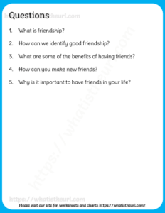 Friendship - a reading Comprehension for Grade 5 - Your Home Teacher
