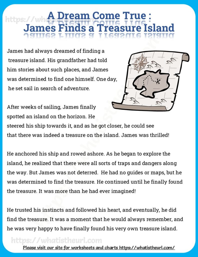 A Dream Come True James Finds a Treasure Island Your Home Teacher