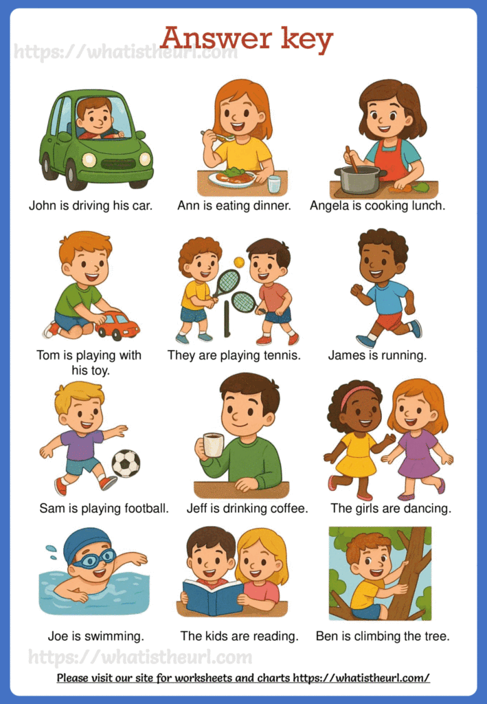 What are they doing? - Set 2 - answer key