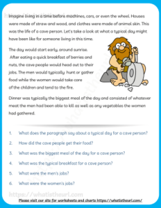 Travelling Cavemen Wheels and Music Reading Comprehension Grade 3