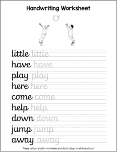 Free sight words Writing Practice Worksheet - Your Home Teacher