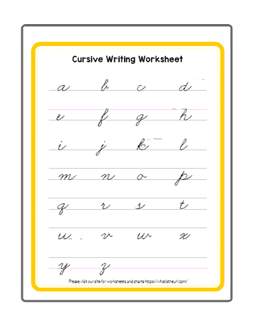 Cursive writing a to z poster