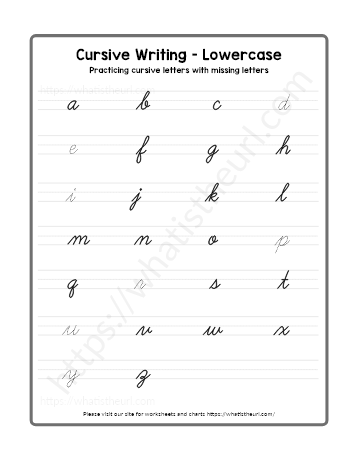 Practicing cursive letters with missing letters – Lowercase