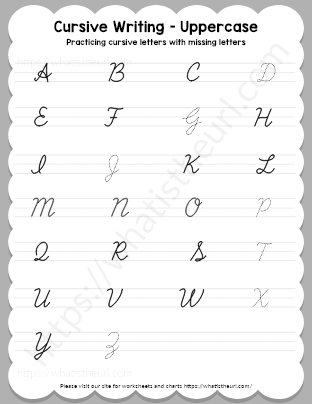 Practicing cursive letters with missing letters - Uppercase - Your Home ...