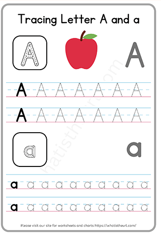 Tracing uppercase and lowercase letters a to z