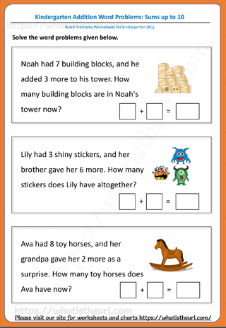 Kindergarten word problems.