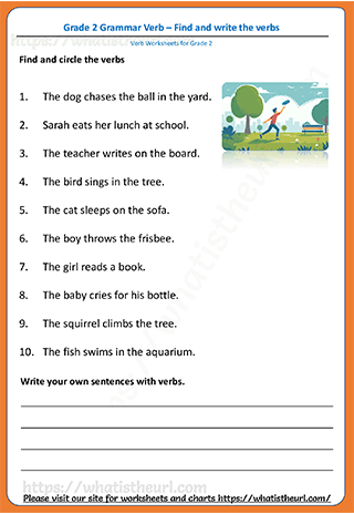 Find and write Verbs - Grade 2