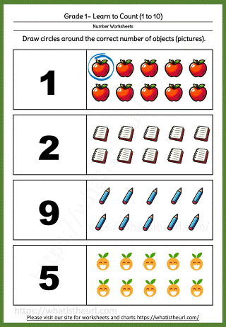Grade 1 Learn to Count (1 to 10) Progressive