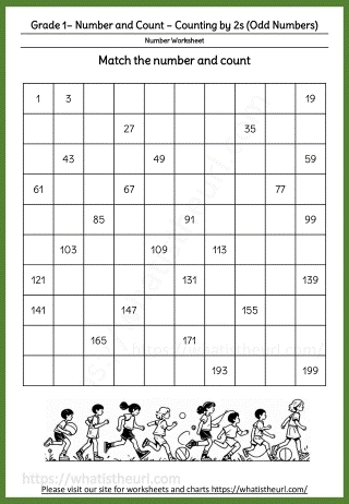 Grade-1 Number and Count 2s (1to200 - Odd Numbers)