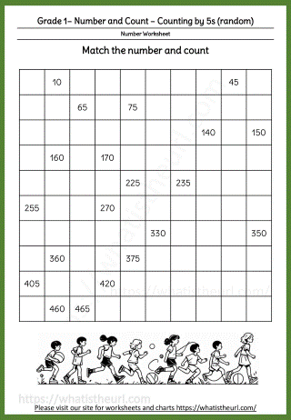 Grade-1 Number and Count 5s - 1 to 500 (2 hints random)