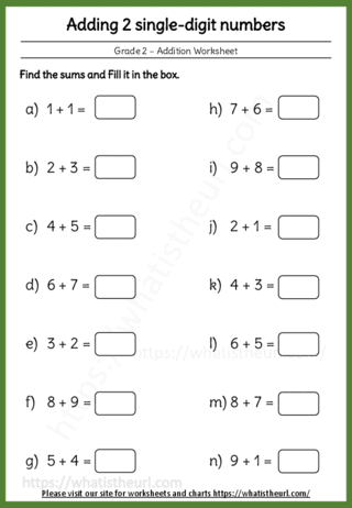 Adding 2 single-digit numbers - Worksheet-06