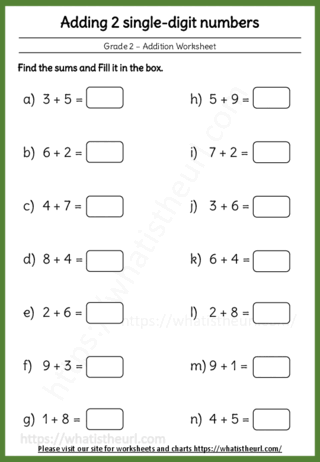 Adding 2 single-digit numbers - Worksheet-08