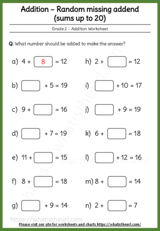 Adding two numbers (missing addend) - Worksheet-06