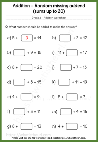 Adding two numbers (missing addend) - Worksheet-10