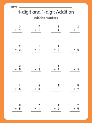 1-digit and 1-digit Addition (no regrouping)
