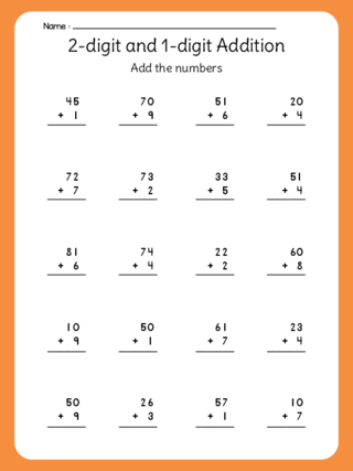 2-digit and 1-digit Addition-(no regrouping)