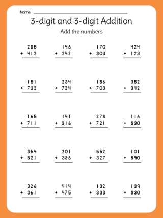3-digit and 3-digit Addition (no regrouping)