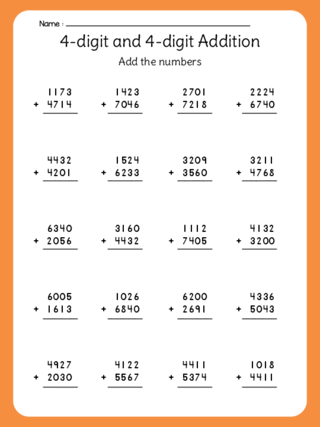 4-digit and 4-digit Addition (no regrouping)