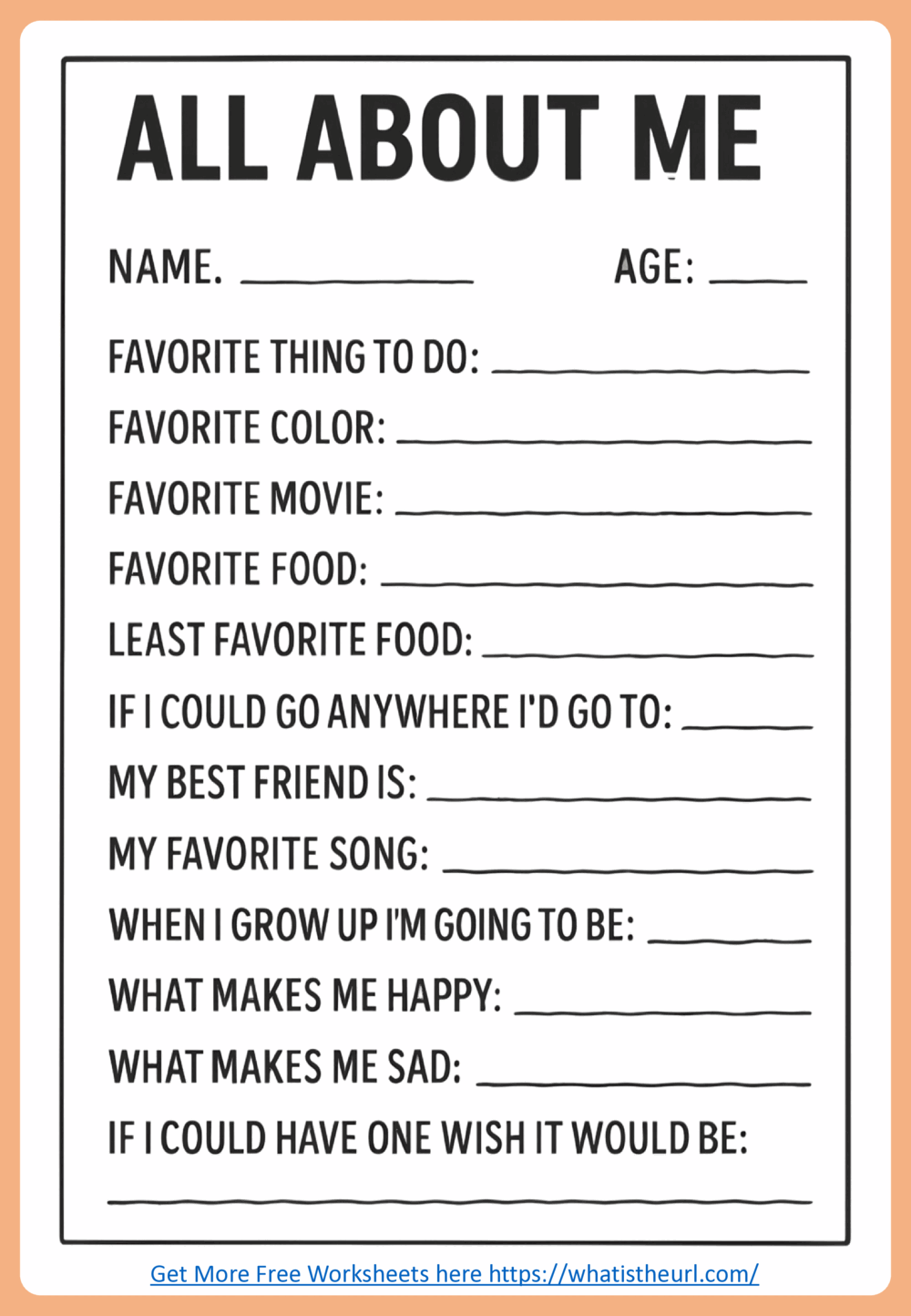 All about me - printer friendly