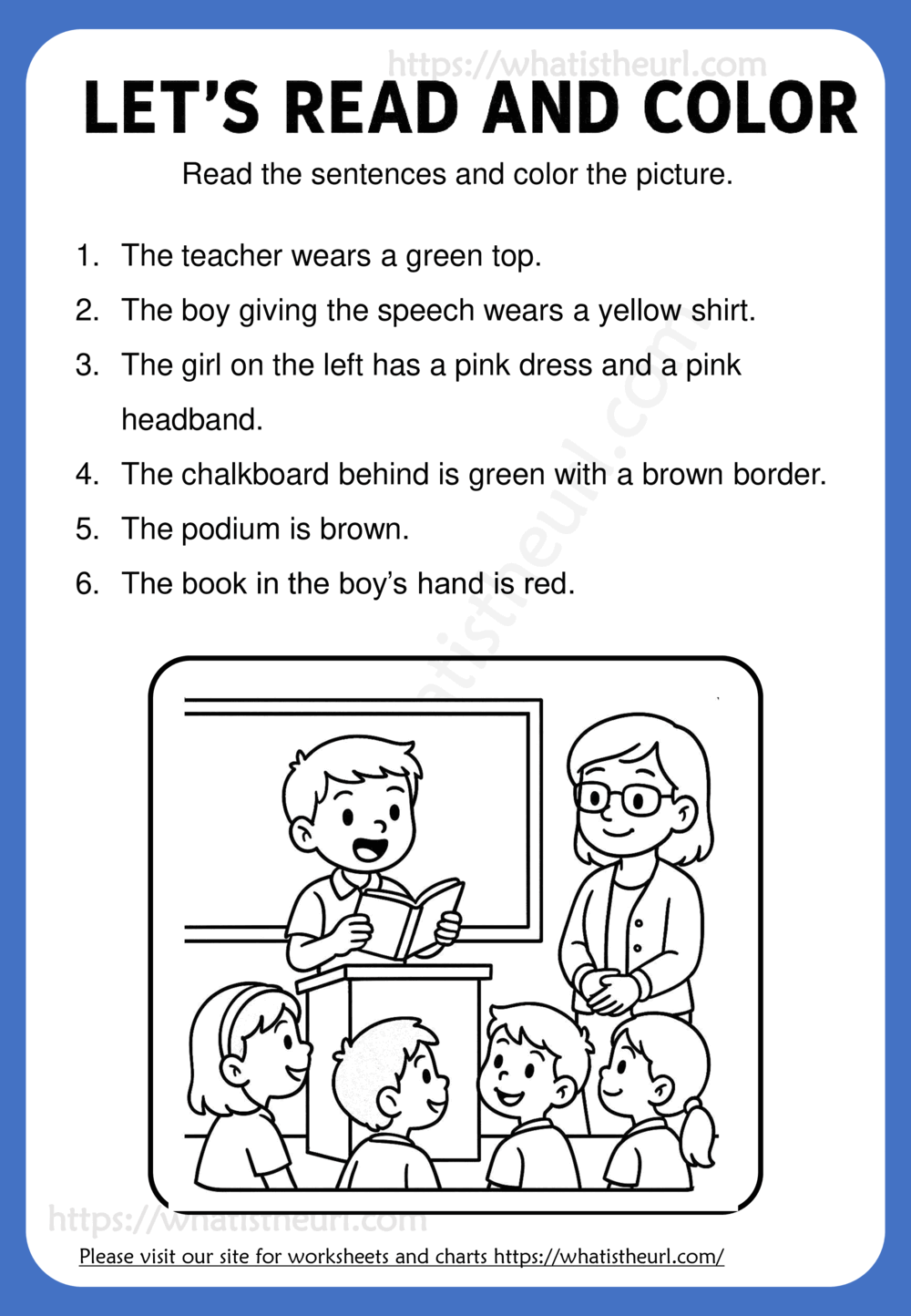 let us read and color - a class room scene