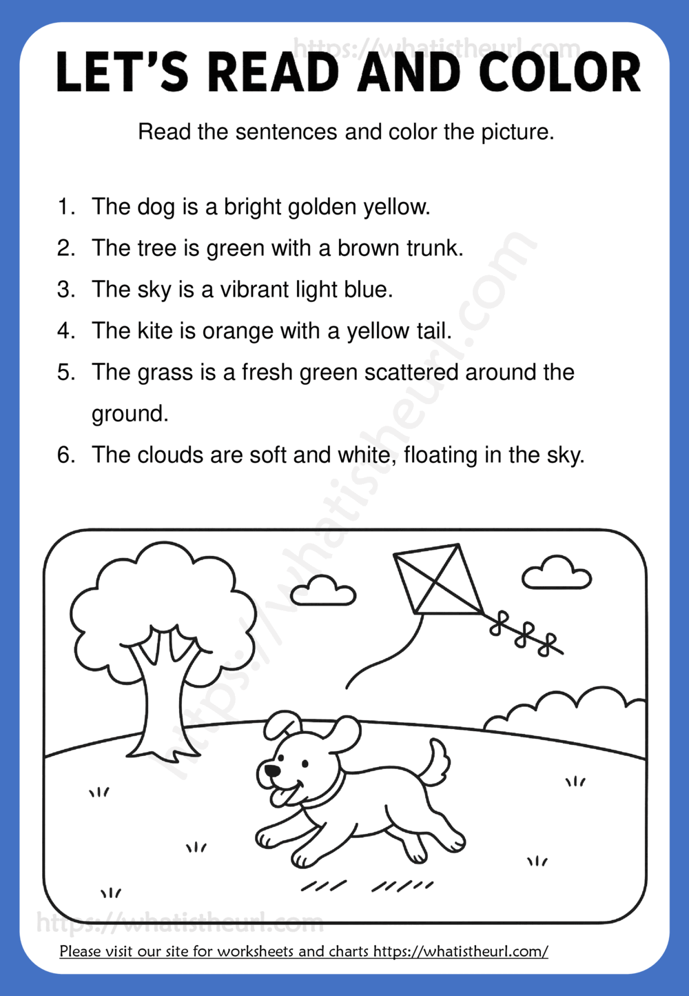 let us read and color - A Dog is Running Across the Field