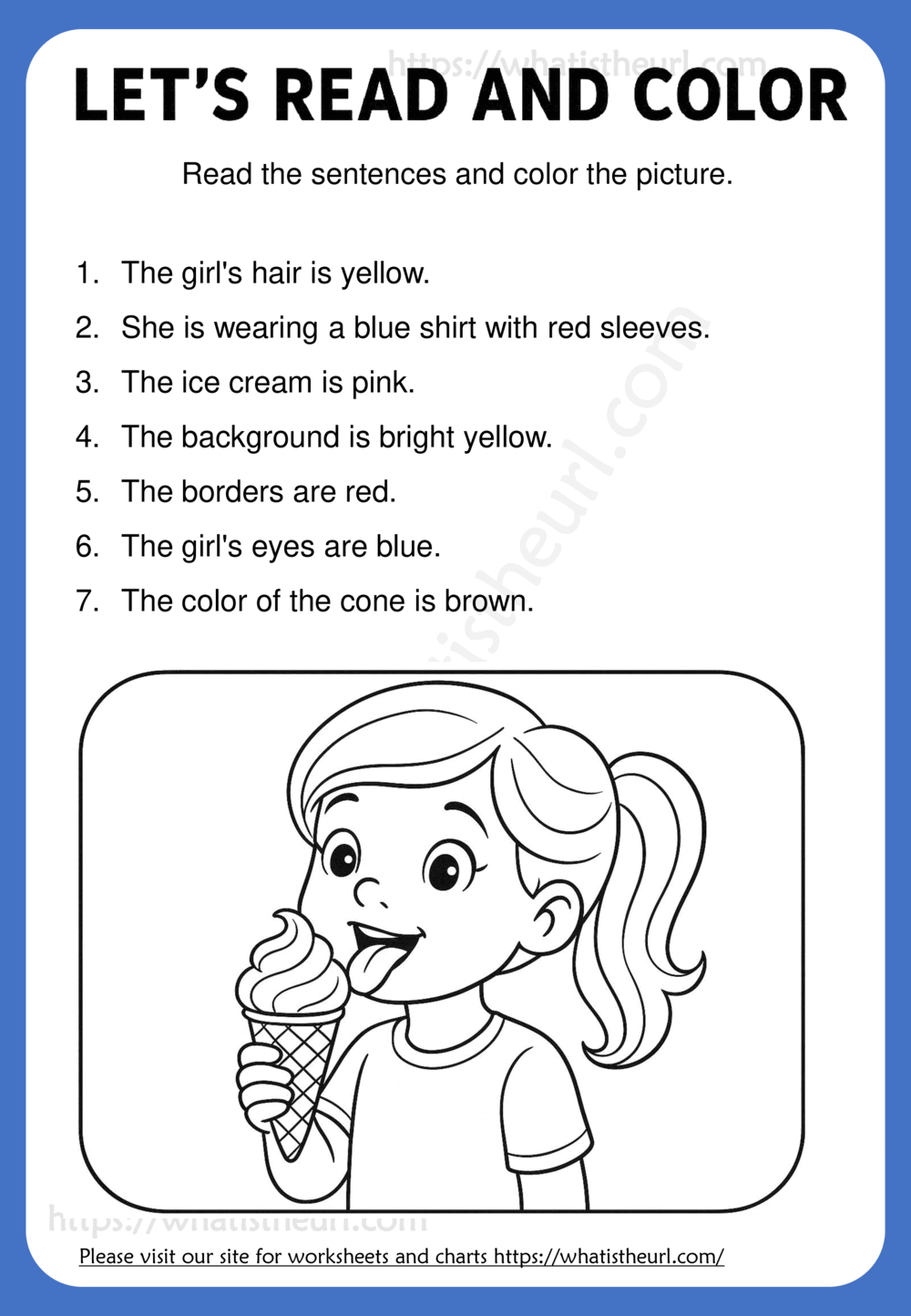 let us read and color - a girl with ice cream