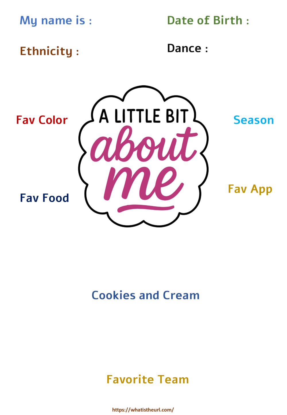 A little bit about me activity