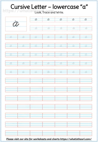 Lowercase Cursive Letter a worksheet preview