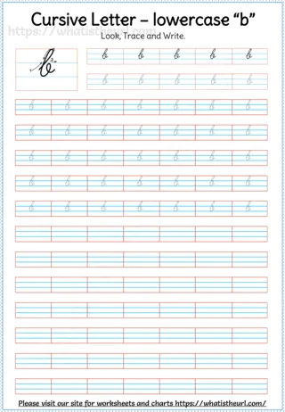 Lowercase Cursive Letter b worksheet preview Lowercase Cursive Letter b worksheet preview