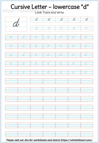 Lowercase Cursive Letter d worksheet preview