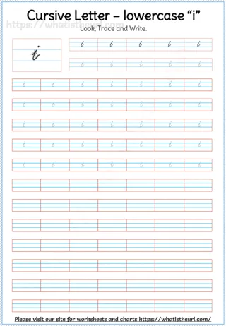 Lowercase Cursive Letter i worksheet preview Lowercase Cursive Letter i worksheet preview