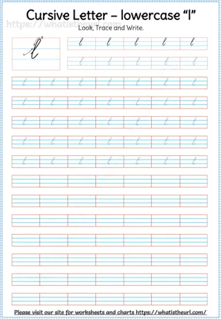 Lowercase Cursive Letter l worksheet preview