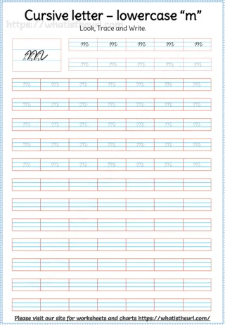 Lowercase Cursive Letter m worksheet preview Lowercase Cursive Letter m worksheet preview