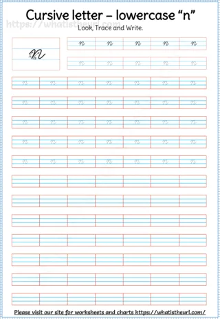 Lowercase Cursive Letter n worksheet preview